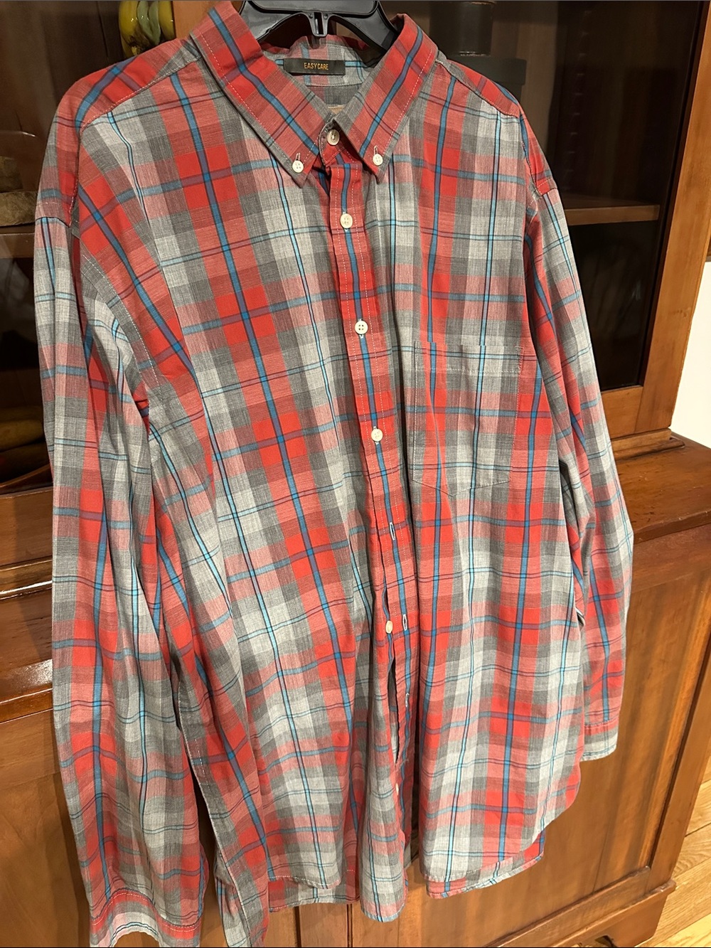 The Foundry Supply Co. Red and Gray Plaid Button-Down Shirt